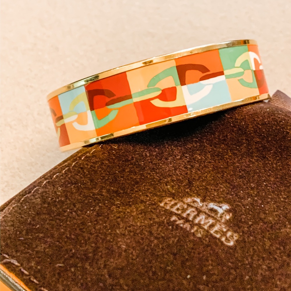 Authentic Hermes Printed Enamel Bangle Bright! 70